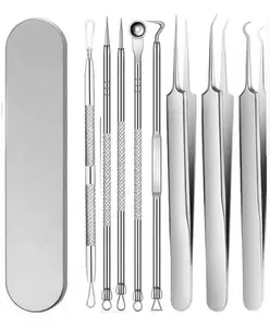 15 PCS Acne Blackhead Remover Set - 410 Stainless Pimple Extractor Tools with Metal Storage Box for Blemish Care