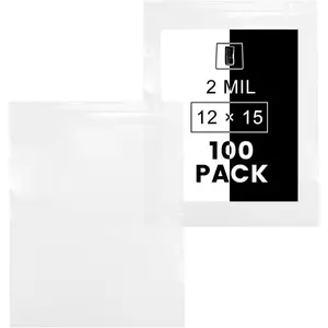 12" X 15" (100 ) 2 Mil Clear Reclosable Zip Plastic Poly  with Resealable Lock Seal Zipper