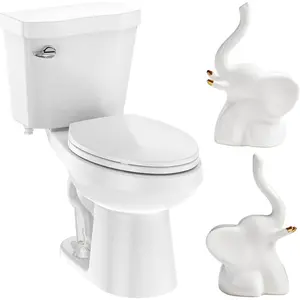 2Pcs White Elephant Toilet Bolt Covers Decorative, Christmas White Elephant Gifts, Ceramic Toilet Screw Cover Caps for Bottom of Toilet, Tall Toilet Floor Bolt Caps, Easy installation