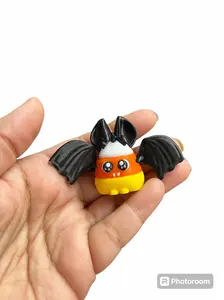 3D printed multicolor Halloween Candy corn Bat figurine, great for decoration Plastic Spooky animal statue mini