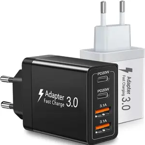 USB C Wall Fast Charger Block, 55W 4-Port Type C Charger Fast Charging Blocks PD Power Charger Adapter+QC 3.0 USB Multiport Charger Brick for iPhone 16/15/14/13/12 Pro Max, iPad, Galaxy S24/23