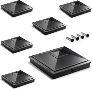 Siedinlar 5x5 Pyramid Post Caps, Outdoor Waterproof Post Covers for 5x5 (4.5" x 4.5") Vinyl & Wood Fence Posts, Decorative Caps for Fence, Deck, Mailbox & Patio, Black/White