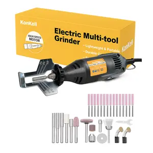 Handheld Multifunction Electric Chainsaw Sharpener Kit, 110V Portable Multi-Tool with 4 Diamond & 15 Ceramic Sharpening Wheels, Adjustable Speed, Angle Guide, Wrench, Protective Gloves