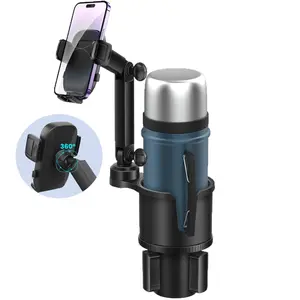 Upgraded Car Cup Holder Phone Stand, Adjustable Height, Stable Support for Multiple Models, Drink Cup Compatible Design