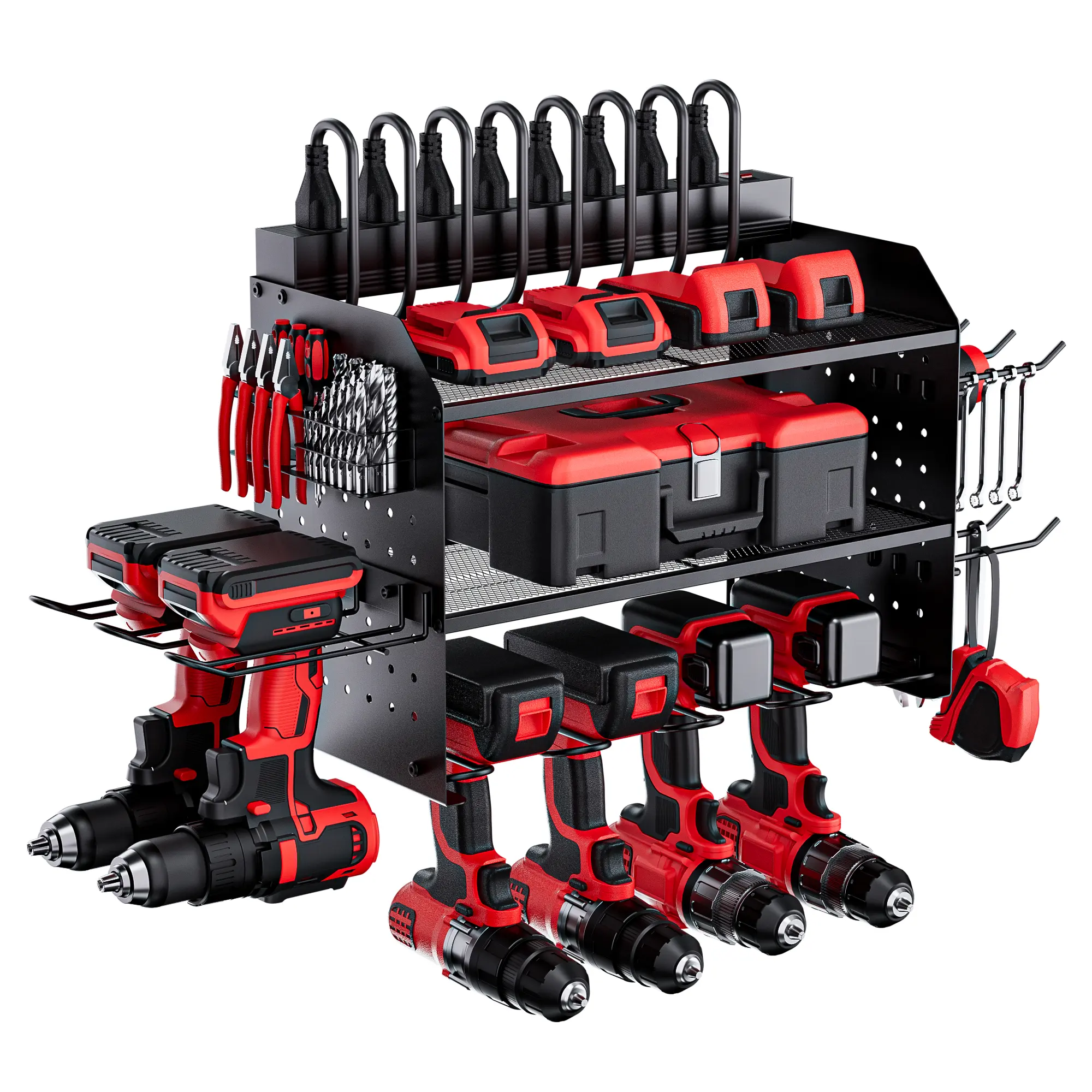 3 Layer with 8 outlets power strip-Black