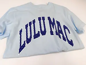 Lulu Mac Light Blue with Navy Polka Dot Brand Tee, Casual, Fashion
