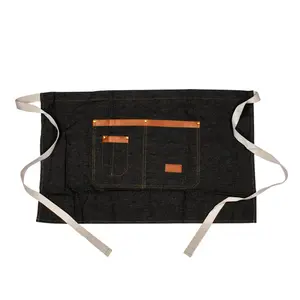 BarConic® Cotton Waist Black Denim Apron - Adjustable, Lightweight, Multi-Pocket Home Care Apron