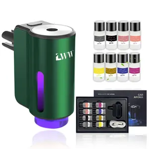 LWW Smart Car Air Freshener Set 3-Level Adjustable Strength 80ml 8x10ml French Oils USB Rechargeable 30-Day Life Premium Fragrances
