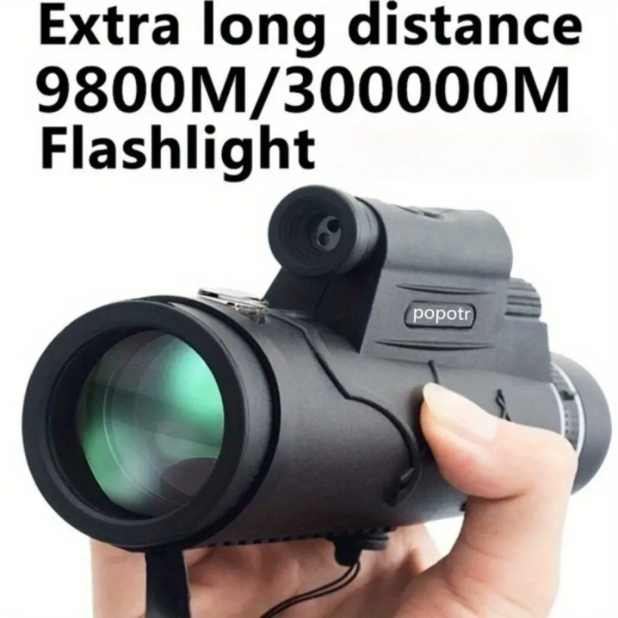 Extra Long 9800M/300000M Compass Flashlight Distance Night Vision High - Angle Monocular Telescope Outdoor Hiking Travel Portable Telescope Fashion Accessories Tool high definition binoculars flag lock vibration