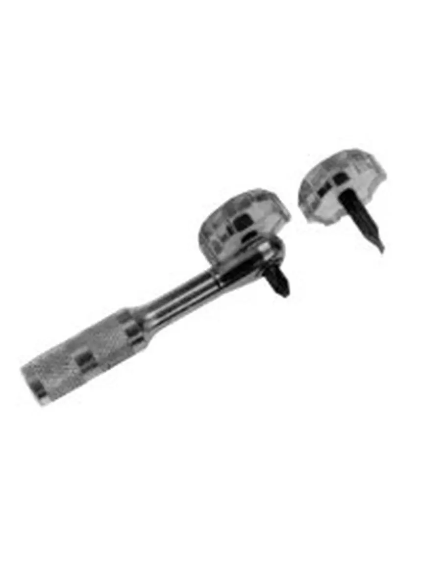 Lisle 64250 Right Angle Ratcheting Screwdriver - Ideal for Molding, Tight Spaces - Includes Bits Set