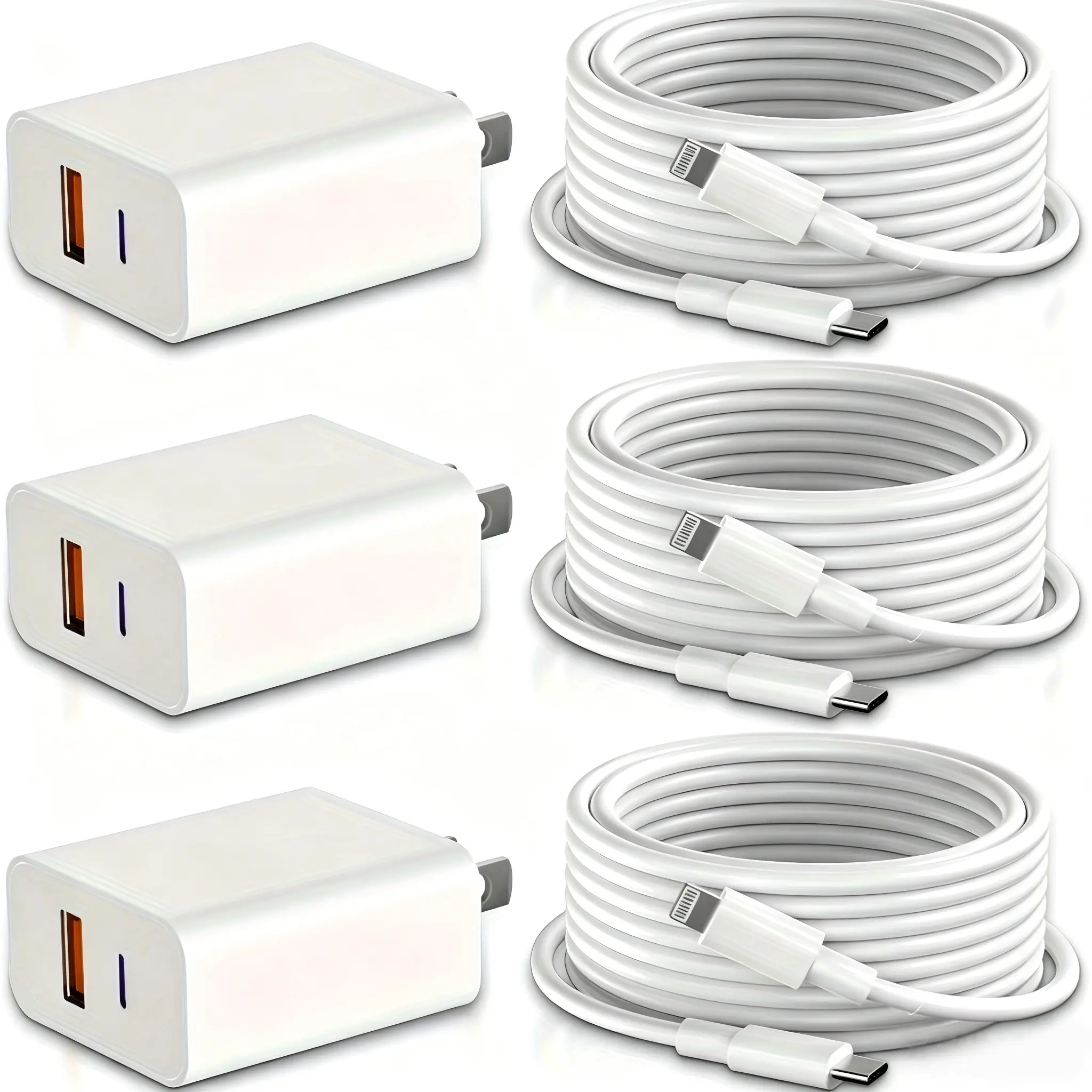 For iPhone Charger,20W Dual Port QC + PD 3.0 Power USB C Wall Charger Block Adapter with 10ft Long USB C to Lightning Cord For iPhone14/13/12/11Pro/XR/X/XS