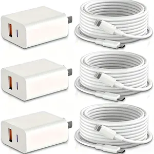 For iPhone Charger,20W Dual Port QC + PD 3.0 Power USB C Wall Charger Block Adapter with 10ft Long USB C to Lightning Cord For iPhone14/13/12/11Pro/XR/X/XS