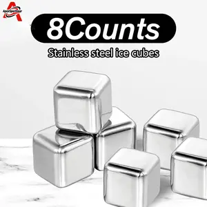 8Pcs Whiskey Stones Gift Set with Tongs, TikTok Viral Reusable Stainless Steel Ice Cubes, Quick Chilling Rocks for Scotch Bourbon Whiskey Cocktails, Eco-Friendly Durable Drinking Accessories Ideal for Home Bar, Party & Holiday Gifts