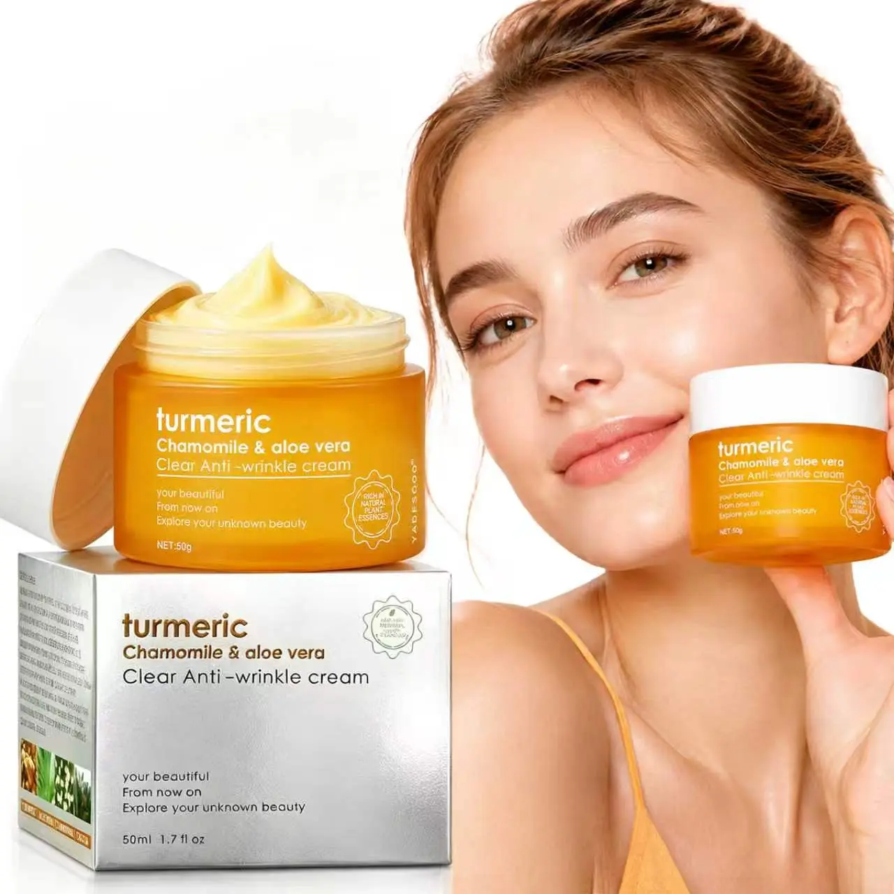 Turmeric Moisturizing Face Cream 50g - Hydrating Skincare for Normal, Dry, Oily, & Combination Skin - Alcohol-Free, Moisturizing Formula - Moisturizer