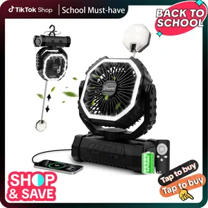 【TikTokShopBacktoSchool】20000mAh Camp Fan with 360° Hook and LED Light