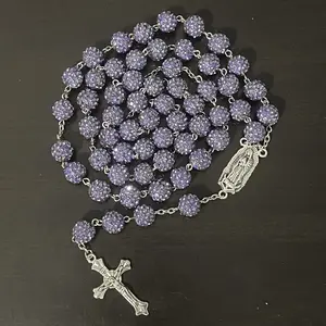 Purple Glam Rhinestone Catholic Rosary