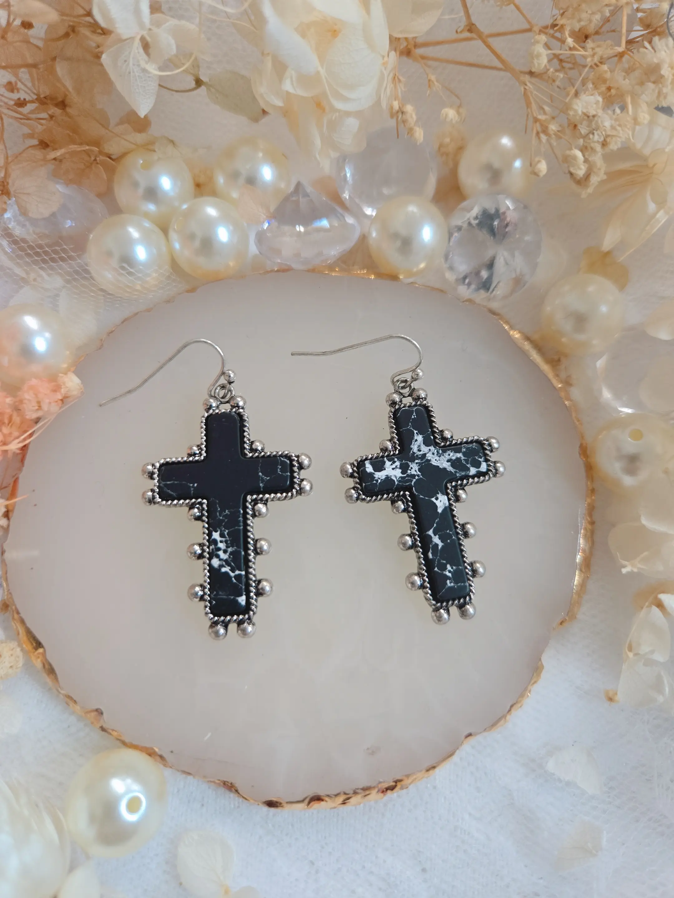 PINKme Cross Stone Hippie Style Dangle Earring - Modern Style and Versatile for Any Occasion