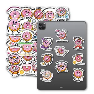 Cute Donut Doodle Text Stickers, Fun Cartoon Reward Stickers, 56 Pack, Perfect for Kids and Rewards, Printed Design