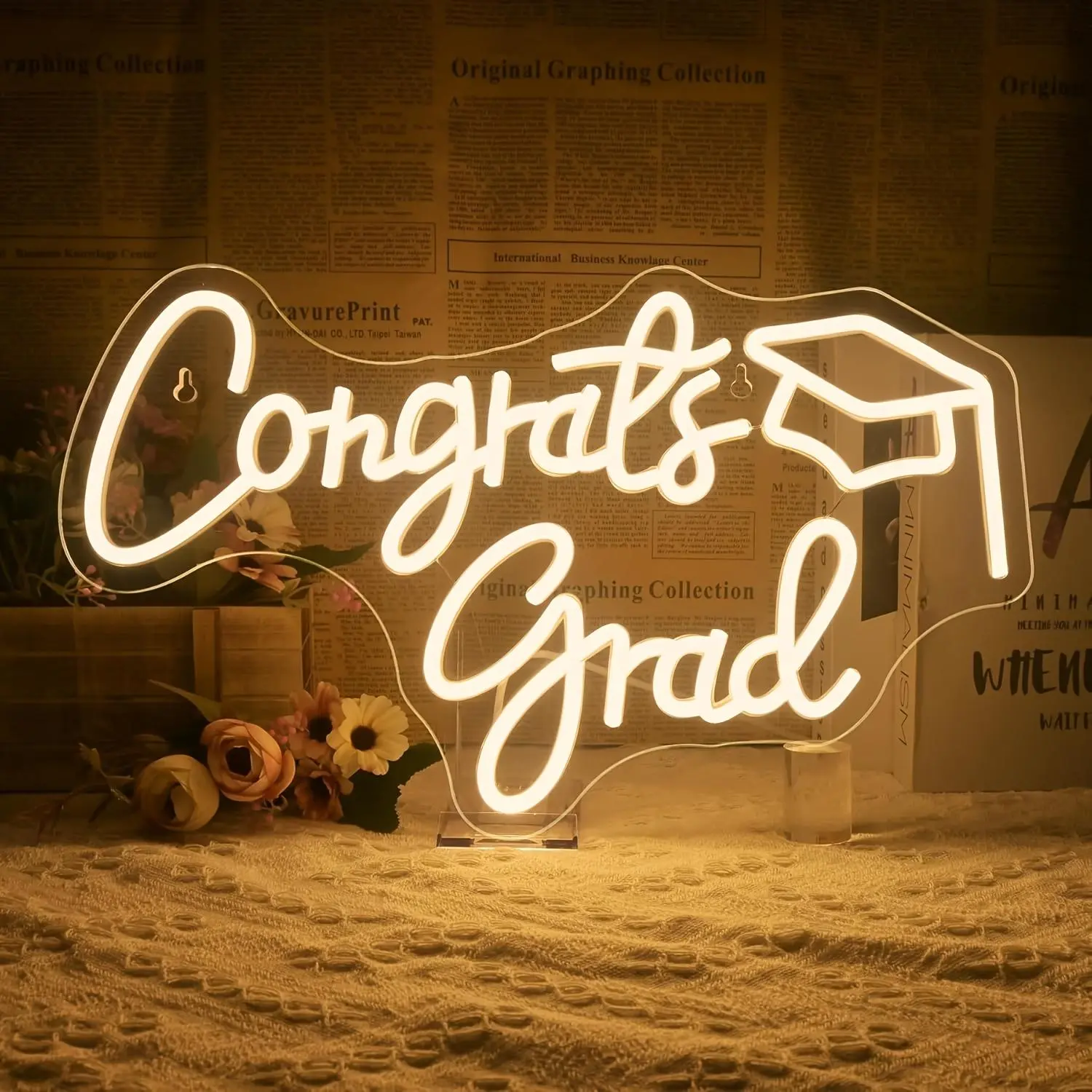 Graduation Themed Neon Sign, USB Interface Wall Hanging Decoration, Novelty Lighting, Decorative Ambiance Lighting for Bedroom, Living Room, Classroom, Graduation Ceremony, Led Neon Lights, Led Signs, Decorative Night Light