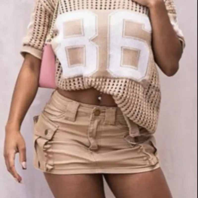 Women's Number Print Thin Lightweight Hollow-Out Knitting Sweater, Casual Chic Fashion Round Neck Knit Top Crewneck Pullover Top for Summer, Breathable Women's Knitwear for Daily Wear, Womenswear