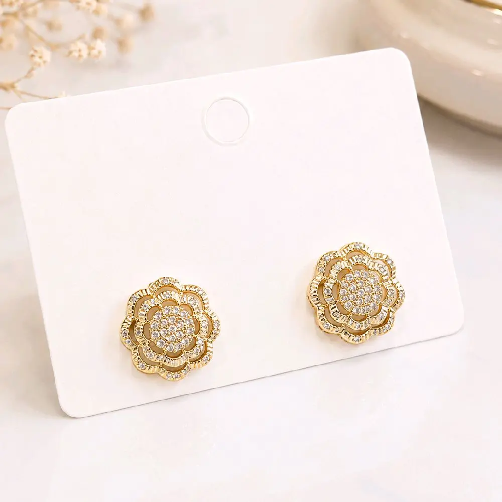 14K Gold Filled Flower Earrings with Cubic Zirconia