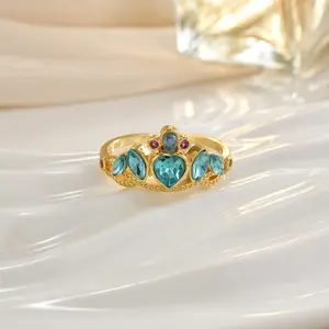 School Blair Crown Ring For Women Girls,Princess Charms,Engagement Geek Accessories,Purple Heart Rings Gifts,Wedding Jewelry