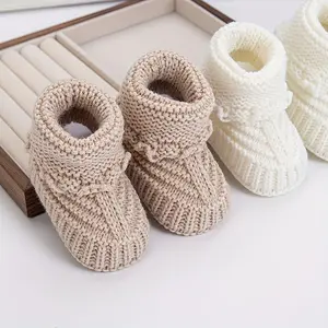 1Pair Baby Knit Socks 0-12m Solid Corchet Walking Socks Ins Cream Solid Color Short Socks for Infant Boys Girls Clothing
