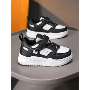 Fashionable Adjustable Low-Top Sneakers, Comfortable Lightweight Sports Shoes for Kids, PU Leather School Running Shoes, Trendy Trainers