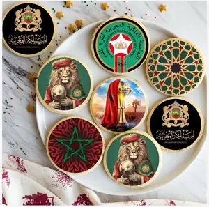 Morocco soccer Team AFCON Edible Cupcake Toppers, Soccer Theme Cupcake, cookies Decorations, Pre-Cut Icing Sheet Design with Royal Emblem and Flag Colors