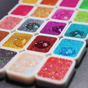 12 Color Laser Solid Watercolor Pigment, 1 Count Glitter Watercolor Pigment, Art Supplies for Calligraphy, Watercolor Painting