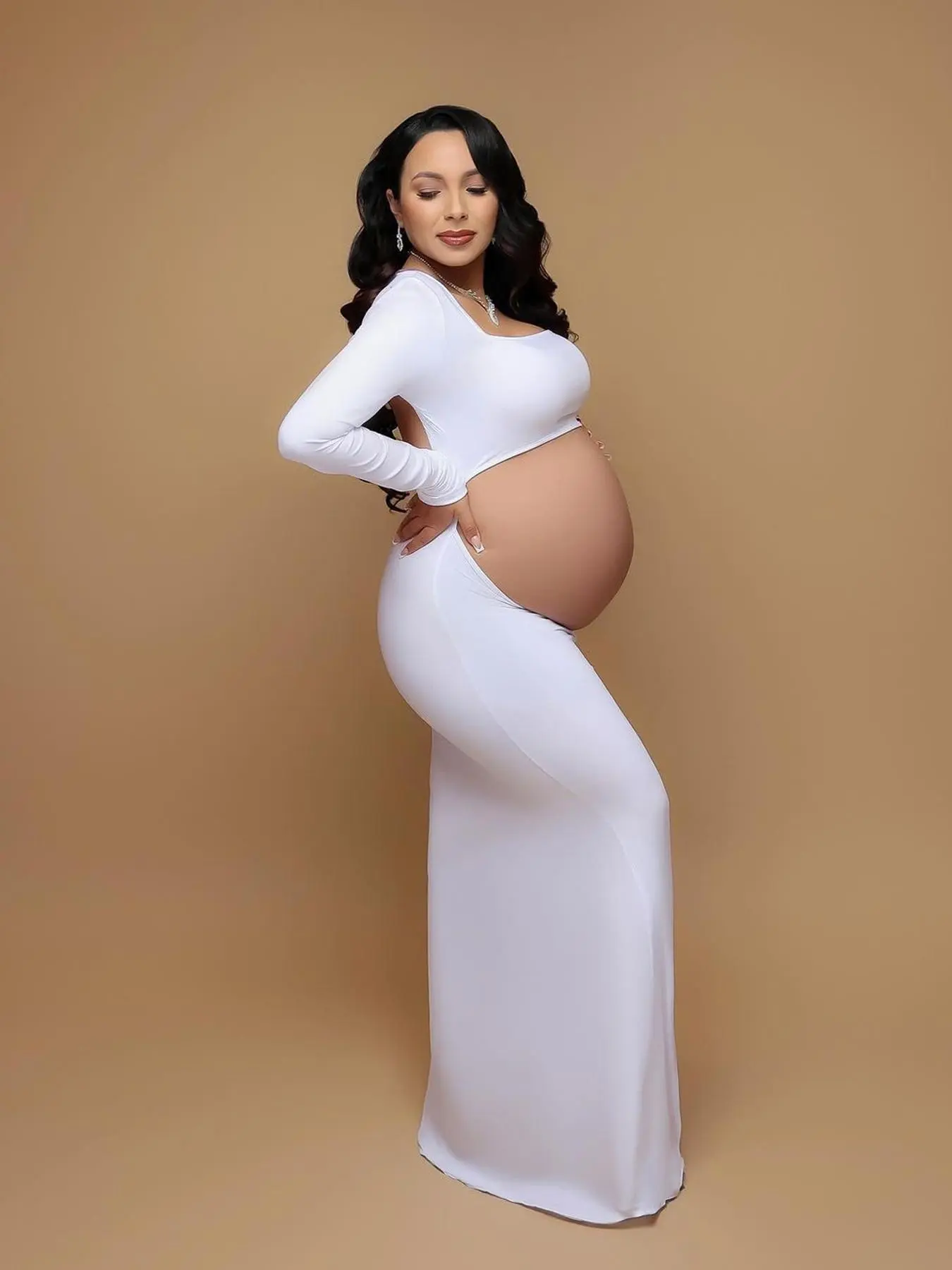 Maternity Solid Cut Out Backless Dress, Long Sleeve Square Neck Maxi Dress for Photoshoot Baby Shower Party, Maternity Clothes, Maternity outfits, Maternity clothing, Maternity Apparel, Pregnant Dresses for Fall, Maternity Dresses - Maternity Solid Cut Out Backless Dress, Long Sleeve Square Neck Maxi Dress for Photoshoot Baby Shower Party, Maternity Clothes, Maternity outfits, Maternity clothing, Maternity Apparel, Pregnant Dresses for Fall, Maternity Dresses -