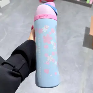 [NEW2026] Owala Pink Sakura Insulated Straw Bottles Tumblers 24oz Gift