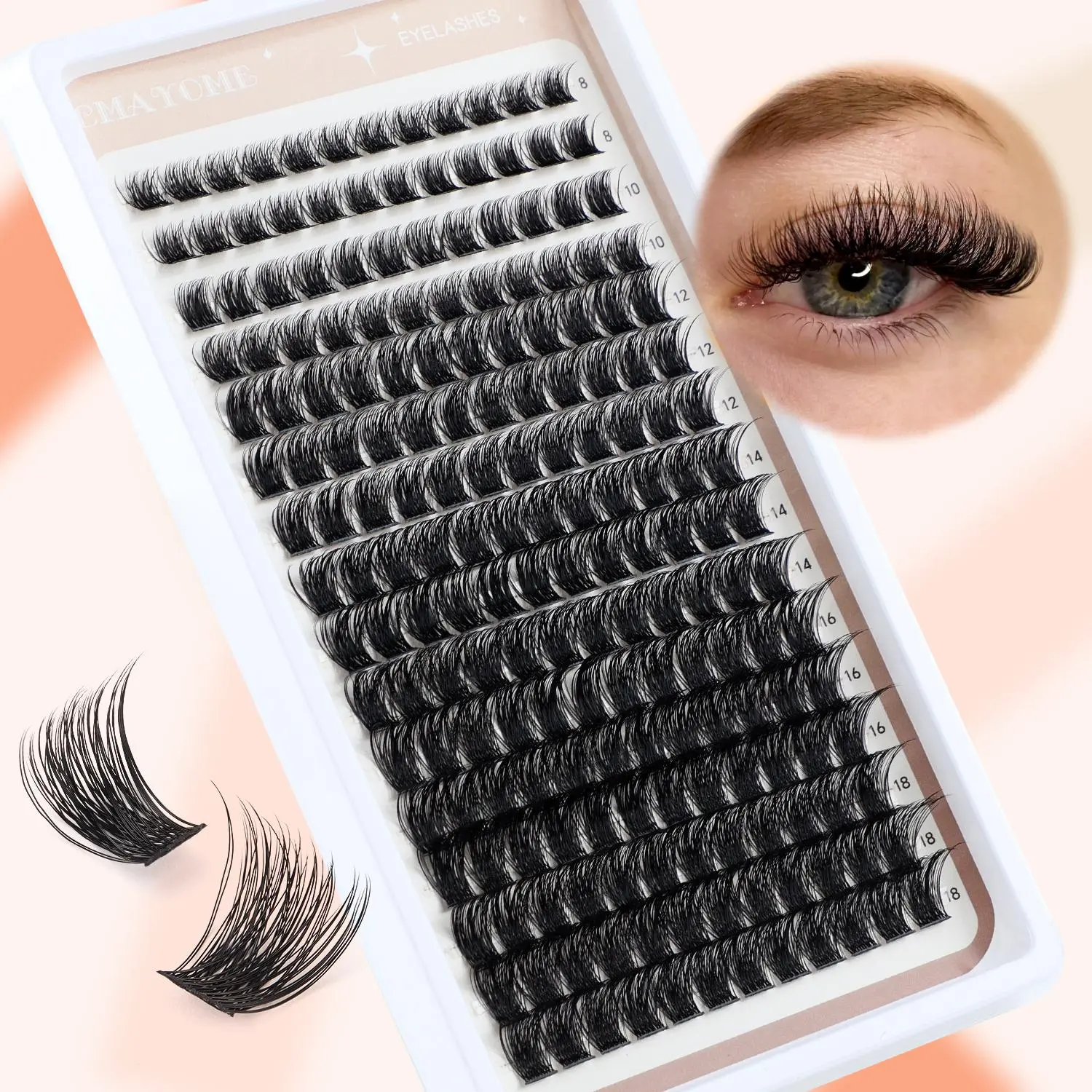 Eyelash Extensions Set, 1 Set Volumized False Eyelashes Products, Cosmetic Eyelash Extension, Eye Makeup Enhancement Lashes Eyelashes, DIY Eyelash Extensions, Eye Makeup Accessories Daily Wear, Volume False Lashes, Dates and Winter Gifts