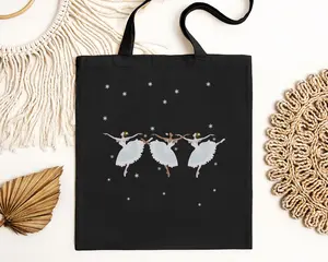 Nutcracker Waltz of the Snowflakes Canvas Tote Bag,  Cast Gift, Dance Shoe Bag for Ballerina, Dancer, Teacher mini city yellow chic black
