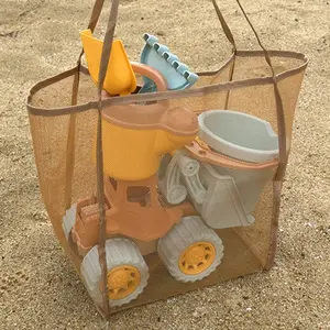 Toy Storage Bag, Multi-Purpose Mesh Beach Bag, Large Capacity Foldable Outdoor Sandbag, Lightweight Shopping Basket, Organizer