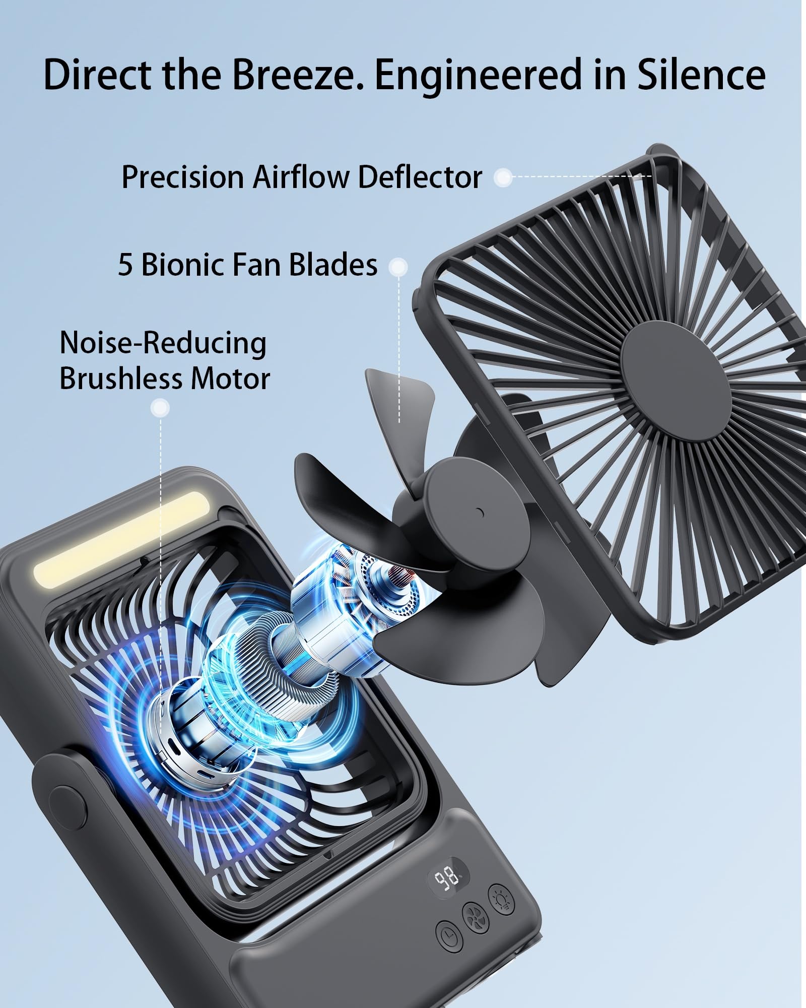 10000mAh Magnetic Ceiling Fan with Light, Rechargeable Hanging Fan with Remote Control, Up to 20H Runtime, Portable Fan for RV Camper Tent Bedroom, Timer & Battery Display 10000mAh Magnetic Ceiling Fan with Light, Rechargeable Hanging Fan with Remote Control, Up to 20H Runtime, Portable Fan for RV Camper Tent Bedroom, Timer & Battery Display