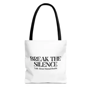 Break the Silence Mental Health Awareness Tote Bag, Anxiety Depression Support, Canvas Carryall, Eco-Friendly Shopper, Reusable Grocery Bag,
