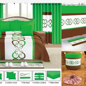 25 Pcs Bedspread With Matching Curtains & Bath Decor