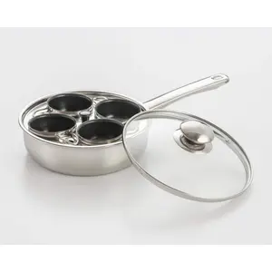 Professional 4-Cup Stainless Steel Egg Poacher with Glass Lid