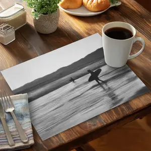 360 stand Rectangular Stain-Proof Stylish American Coastal White Placemat - 14x18 in. Surfers Design, Beach-Inspired, for Indoor/Outdoor Home Decor, Tableware
