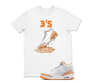 AJ 3 Orange Citrus Match Shirt, Dripping Shoe Graphic Tee, 90s HipHop Tee, Gift For Women and Men, Unisex T-Shirt, Cozy Gift