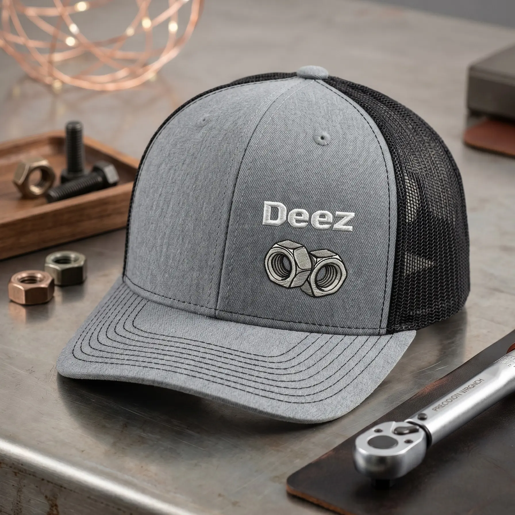 Fun Mesh Baseball Cap "Deez" Embroidery Breathable Summer Outdoor Sun Hat, Adjustable Two Tone Flat Brim Trucker Hat