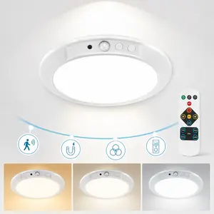 Wirless Rechargeable Motion Sensor Ceiling Light with Remote Control - Magnetic Wireless Ceiling Light Battery Powered for Closet Shower Stairs Shed Hallway ect