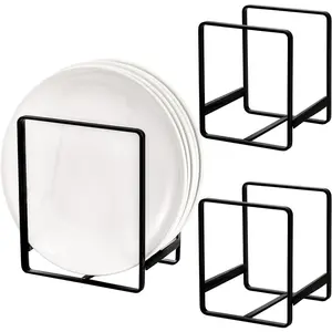 3 count Metal Dish Organizer, Plate Organizer for Cabinet, Kitchen Storage Cabinet Organizer for Plates, Pots and Pans (2 Sizes)