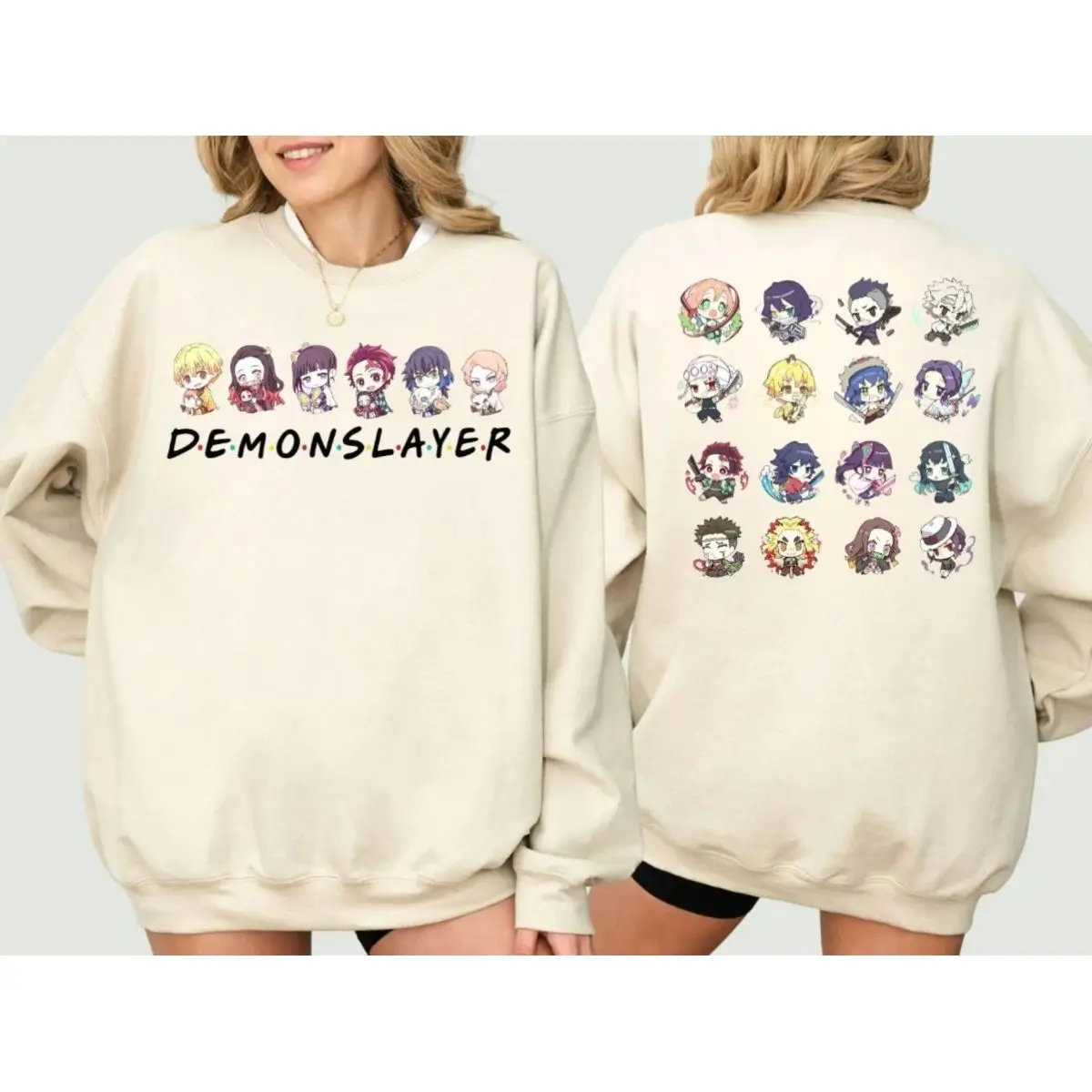 Demon Slayer Chibi Sweatshirt, Demon Slayer Merch, Top Anime Hoodie, Anime Shirt, Classic Cotton, Kimetsu No Yaiba Shirt, Unisex Sweater Pullover Tee