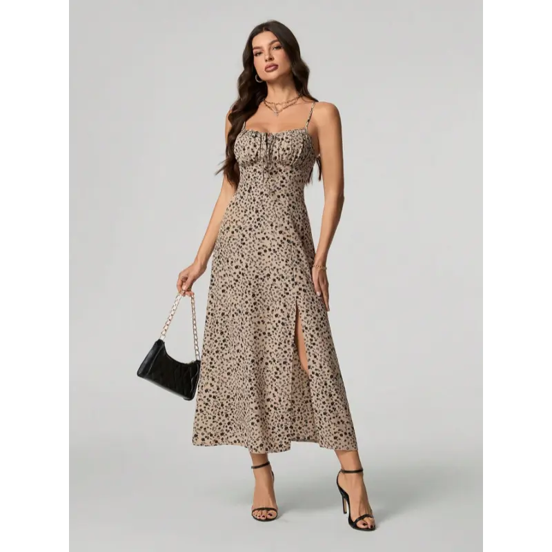 SHEIN Tall Women's Floral High Slit Sleeveless Dress