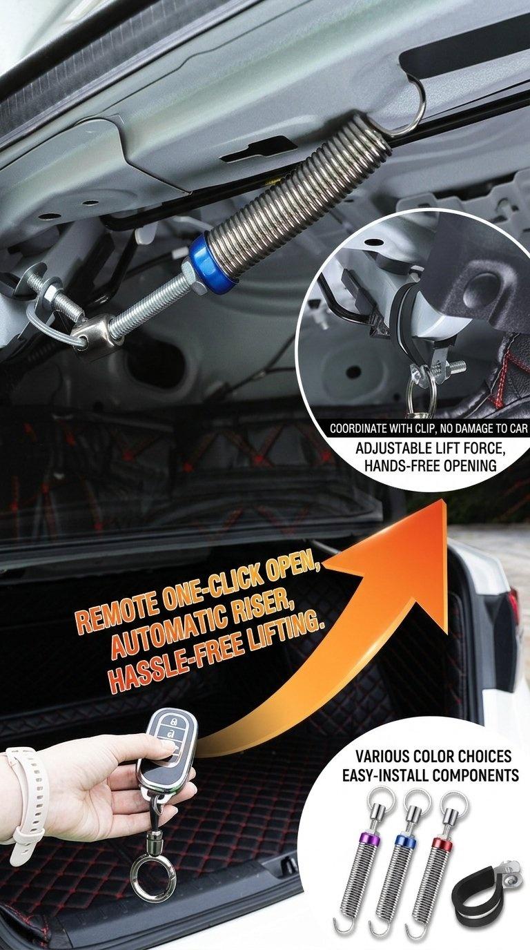 2 PCS Car Trunk Spring, 5.9"-9.44" High Carbon Alloy Steel Full-Thread Screw-Adjustable Automatic Lifting Spring Device, Multi-Functional Auxiliary Opening Accessory, for Most Models (Silver)