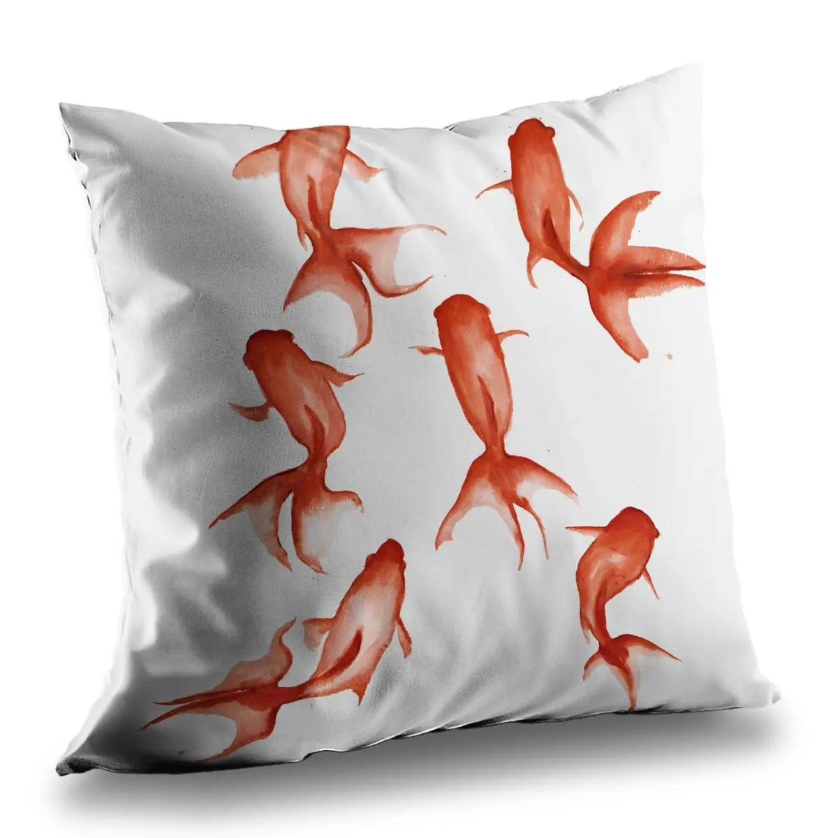 Begin Home Decor C1PT1414CU7CD6 Cozy Decorative 14x14 in. Vibrant Fish Scandinavian Poly Twill Throw Pillow for Bathroom/Bedroom