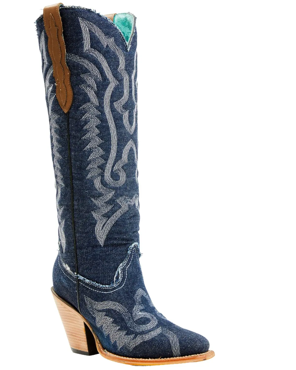 Corral Women's Denim Embroidered Tall Western Boot Snip Toe - Z5226