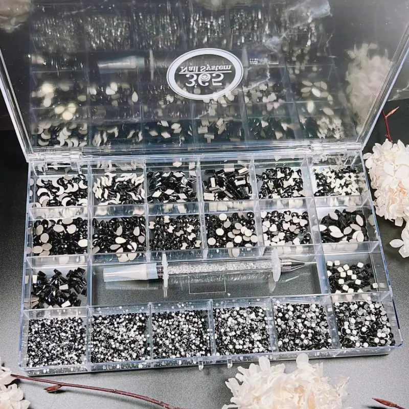 Black - Rhinestones Box - 9340pcs
